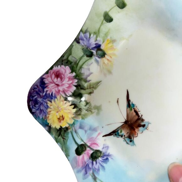 Cacilie butterfly roses Salad Dessert Plate 8 Inch saquare bavarian vintage rare - Picture 6 of 8